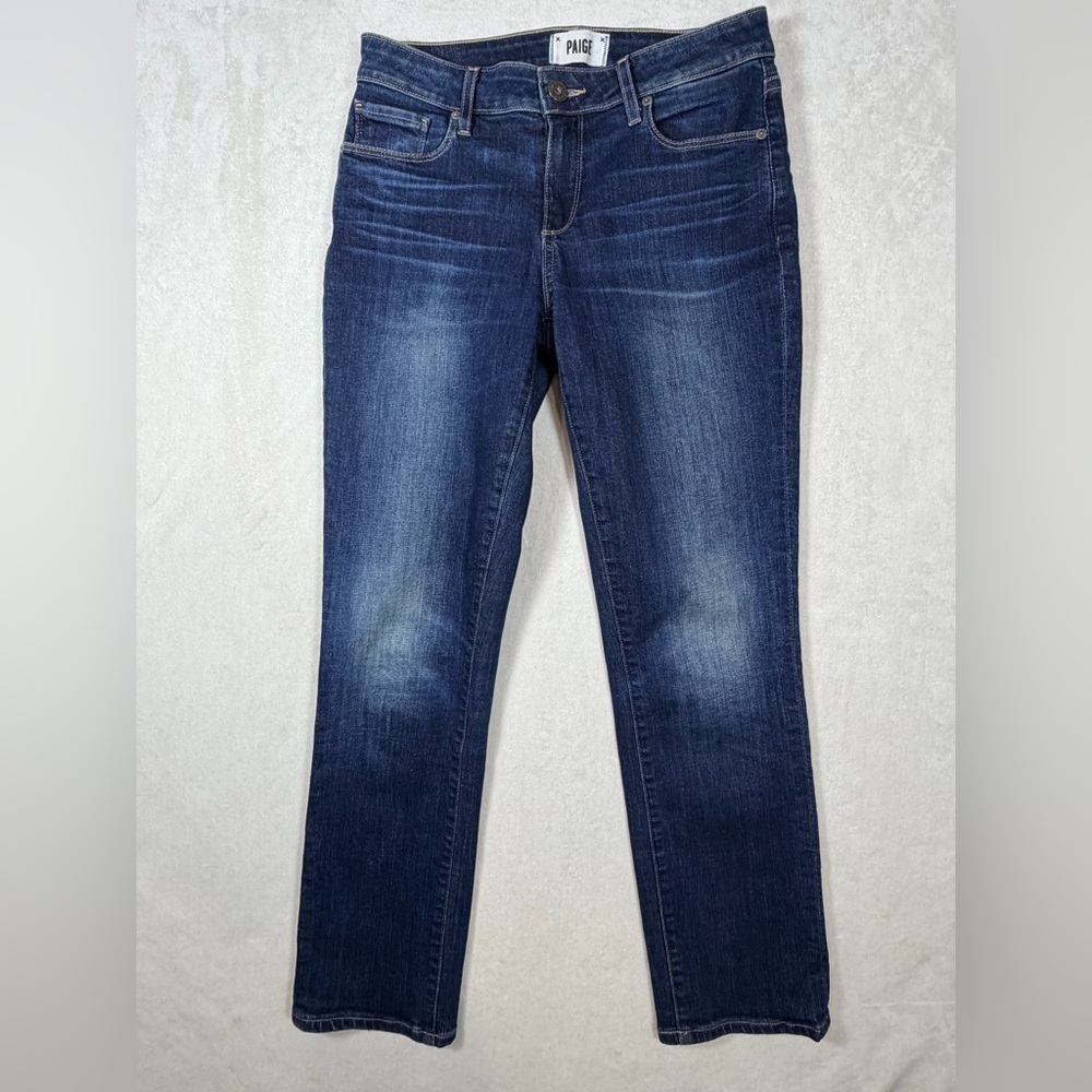 PAIGE Size 24 Women's Brigite Indigo Straight Leg Jeans Premium Designer Denim - Picture 2 of 11